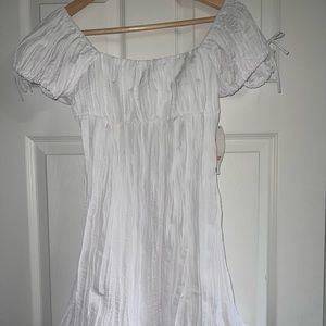 White Tie Back Mini Dress